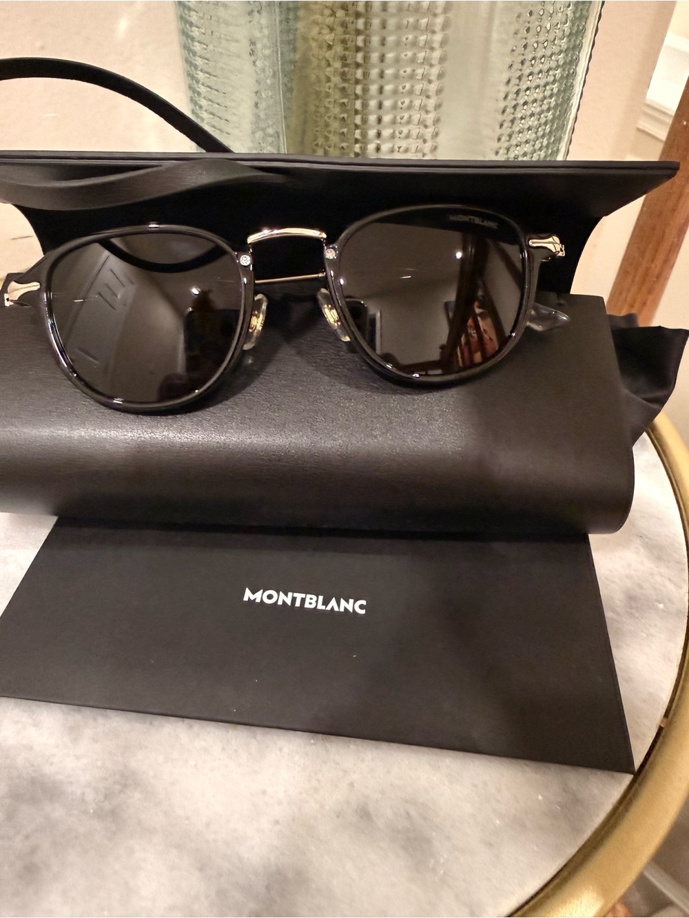 Montblanc Black Sunglasses with Gold Accents 100% authentic